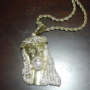 Gold plated big boy jesus piece the gold plated.